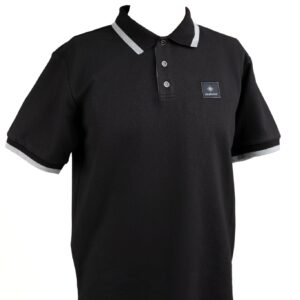 kelbrooke designer menswear uk black polo shirt front view