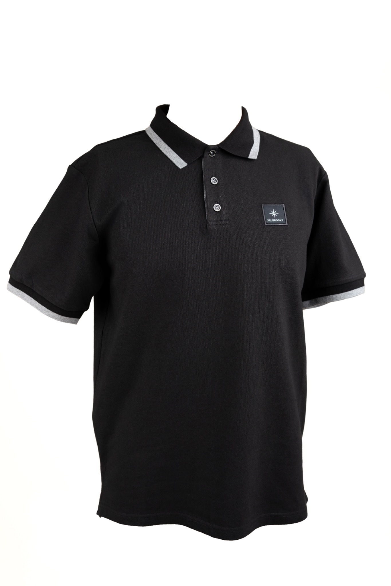 kelbrooke designer menswear uk black polo shirt front view