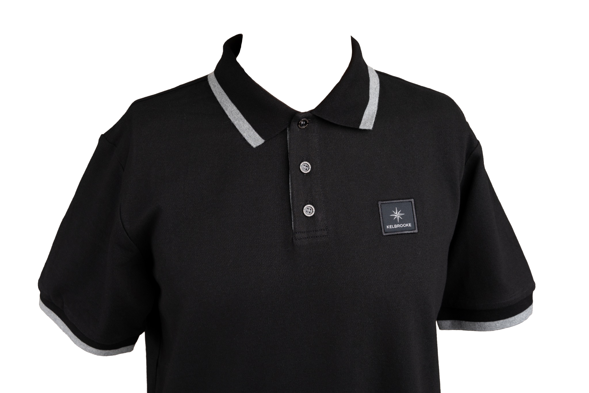 kelbrooke designer menswear uk black polo shirt logo detail