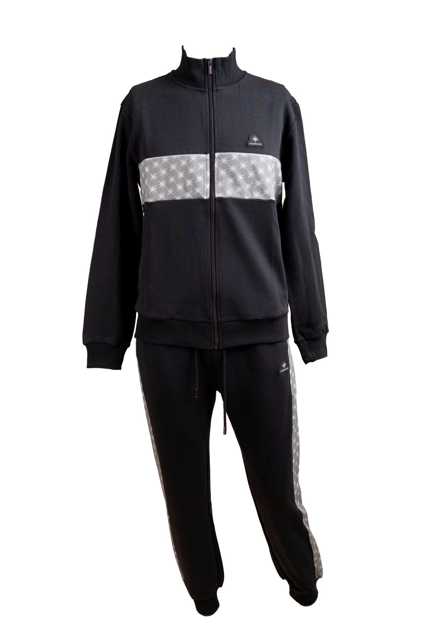 kelbrooke designer menswear uk black tracksuit set front view