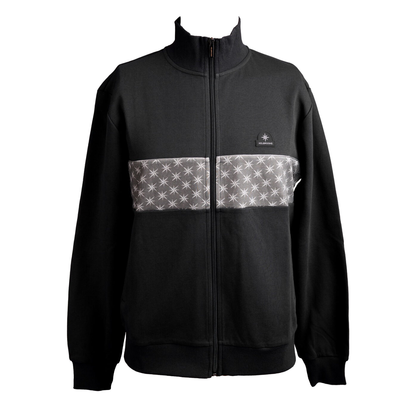 kelbrooke designer menswear uk black zip track jacket front view