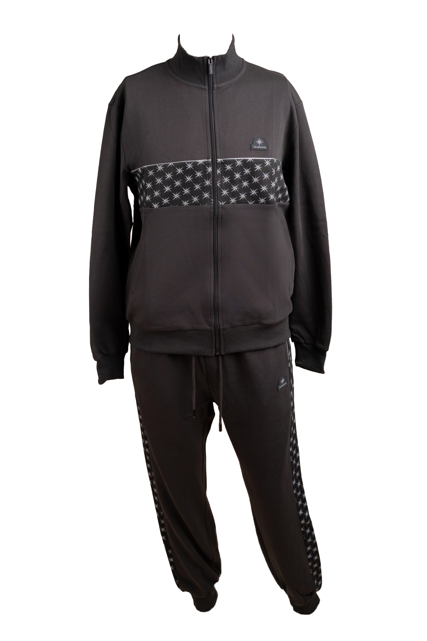kelbrooke designer menswear uk dark grey tracksuit set front view