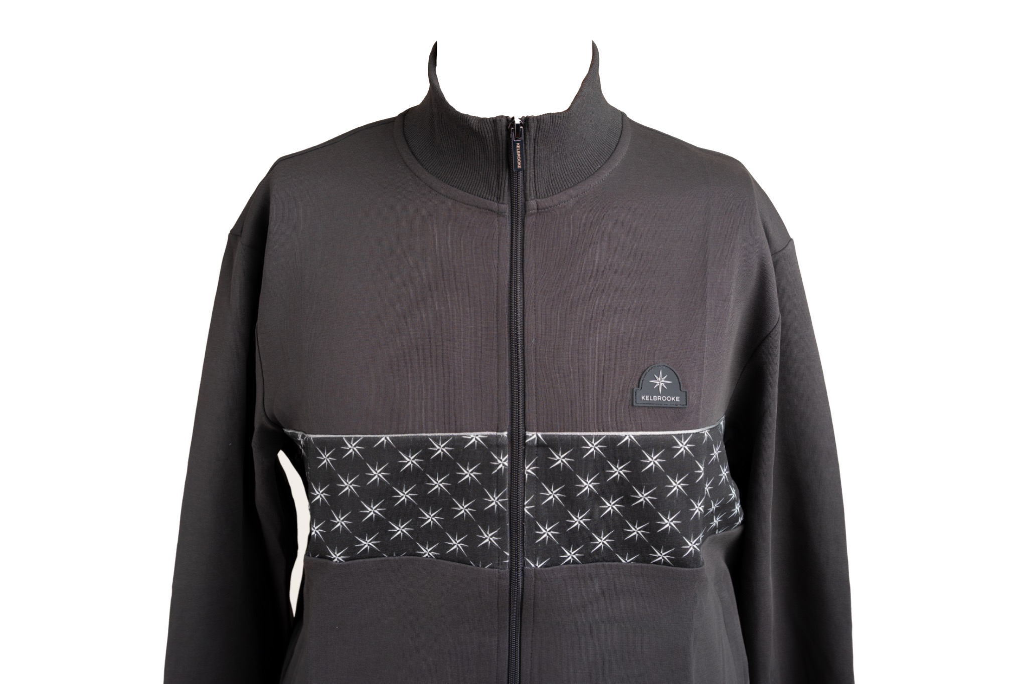 kelbrooke designer menswear uk dark grey zip track jacket front view