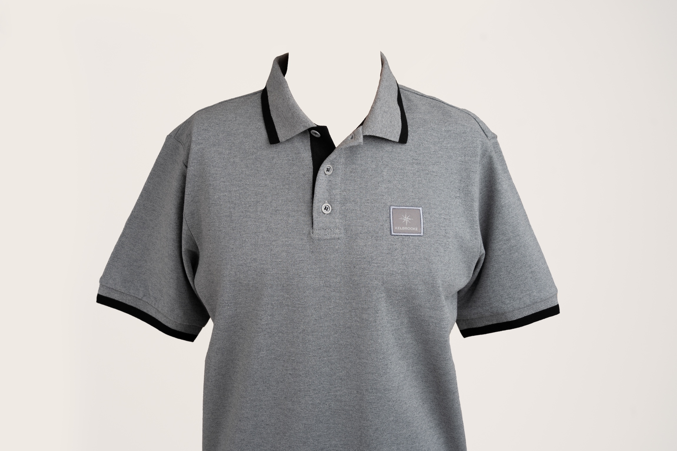 kelbrooke designer menswear uk grey polo shirt logo detail product